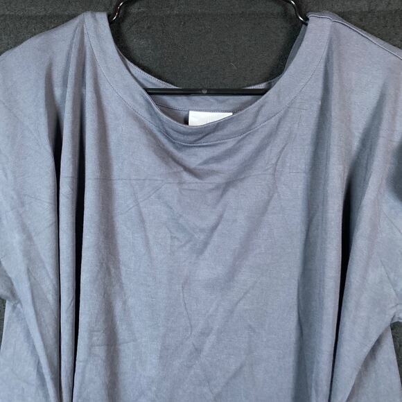J Jill Womens Shirt Dark Gray Pull Over Front Tie Wrap Tunic Stretch Large - Picture 2 of 13